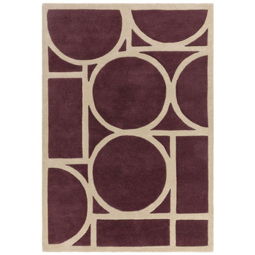 Metro Modern Geometric Hand-Carved Hi-Low Wool Plum/Beige Rug-Asiatic Carpets-Rug Love - The Most Loved Rug Store
